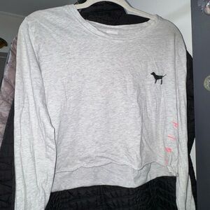 PINK Victoria's Secret Light Gray Crew Neck Sweater